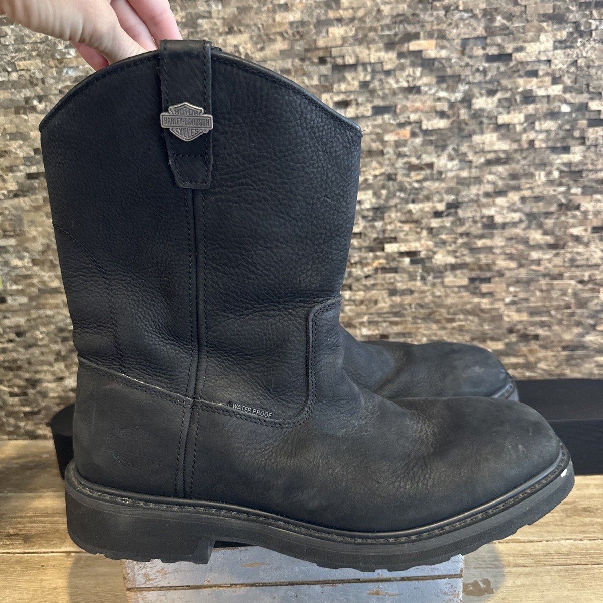 Harley Davidson Altman D93561 Men Black Leather Waterproof