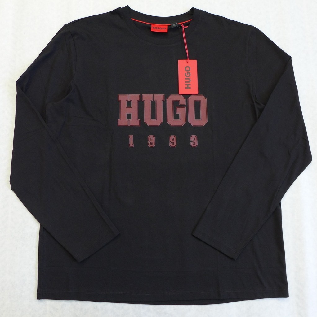 HUGO 1993 Hugo Boss Men's Long Sleeve Pullover Tee Shirt Black