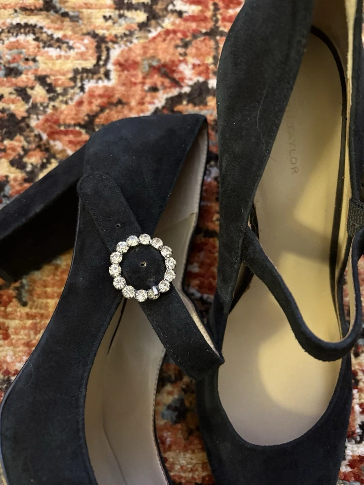 Женские кожаные замшевые туфли на каблуке Ann Taylor модель Mary Jane с пряжкой размер 8,5 - Изображение 4 из 4