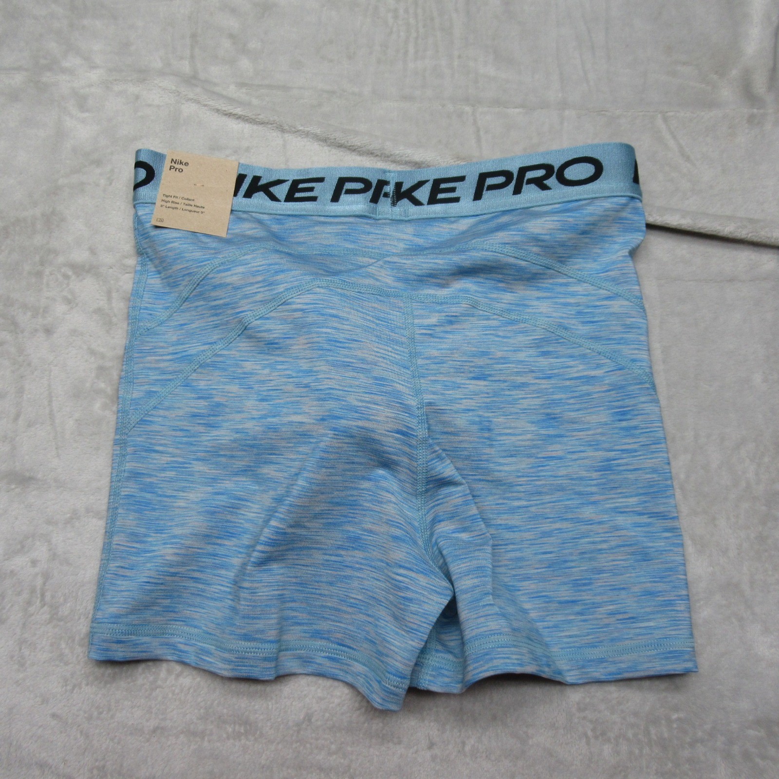Nike Pro Shorts Womens Medium Blue Space Dye 3" Dri-Fit Compression Gym $38 NEW thumbnail 2