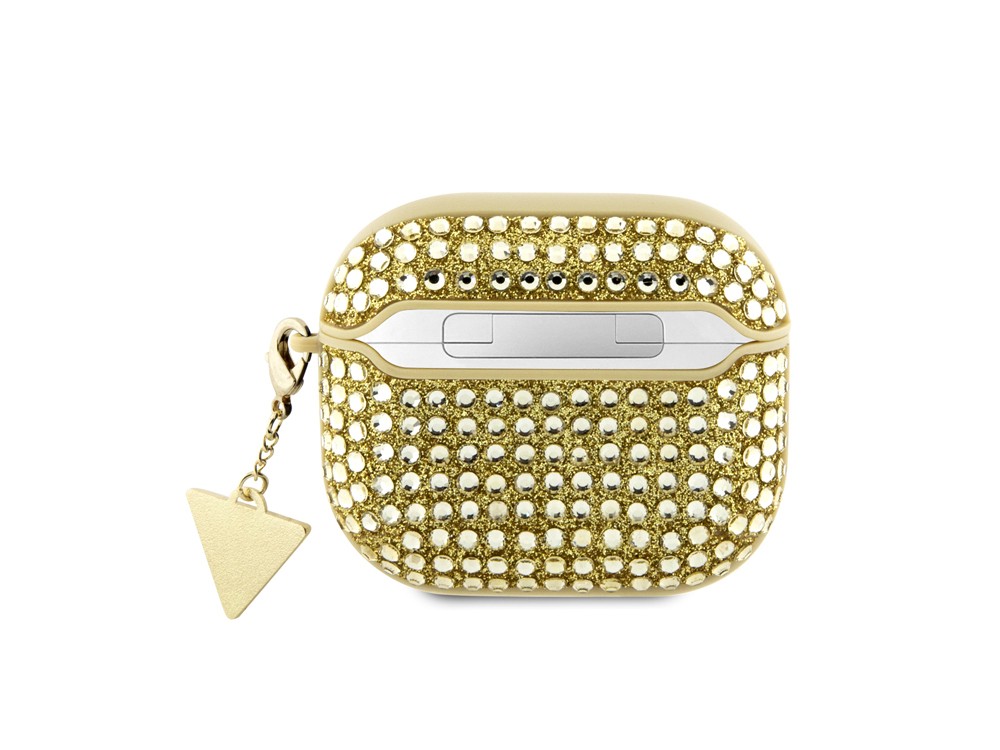 Coque AirPods 3 strass diamant avec breloque triangle doré - 2