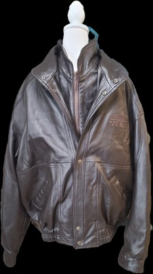 LENNOX TOP GUN Lined Leather Coat Jacket Heavy Made In CANADA Dk. Brown XLT