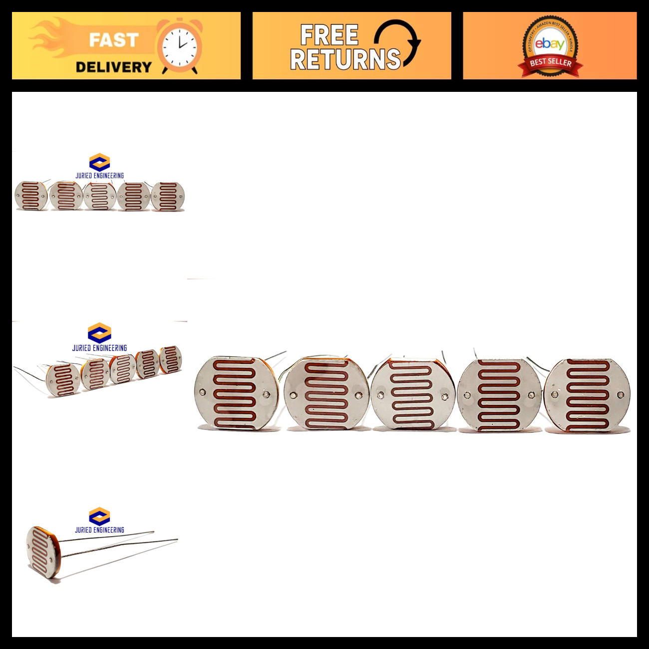Light Sensitive Resistor Pack of 5 - Photoresistor LDR 12mm for Light Detection