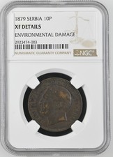 1879 Serbia 10 Para NGC XF Details KM# 8