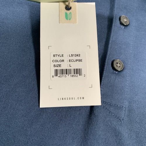 Linksoul Eclipse CordeValle Golf Polo Shirt Mens Large Blue DryTek LS1242 NWT - Picture 4 of 10