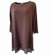 Zenana Outfitters Dress Womens Size L Brown Ruffle Hem 3/4 Sleeve