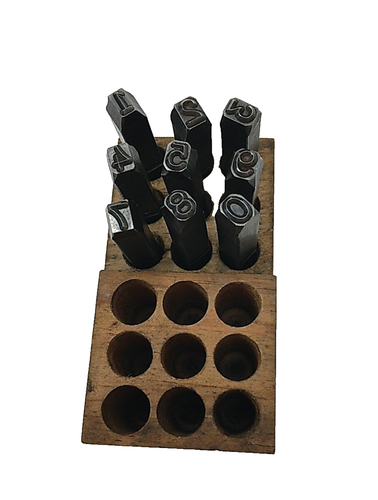 Complete Set of Vintage 1/8" Reverse Steel Cut Number Stamps - Picture 4 of 7