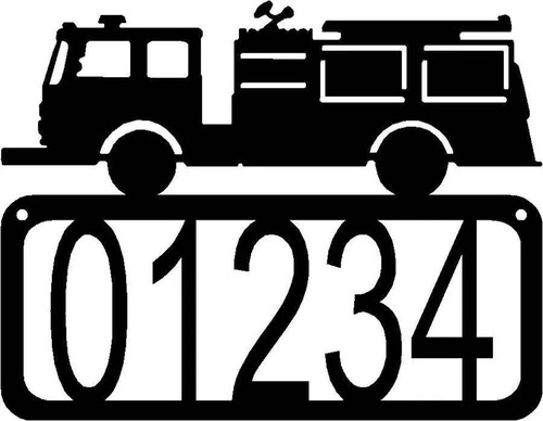 Fire Truck House Address Sign - Made in USA - 第 1/2 張圖片