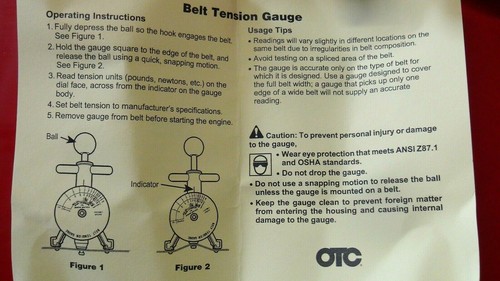 Universal Belt Tension Gauge OTC 6673 Scale reads 30-180 in./lbs Made in USA - Picture 6 of 6