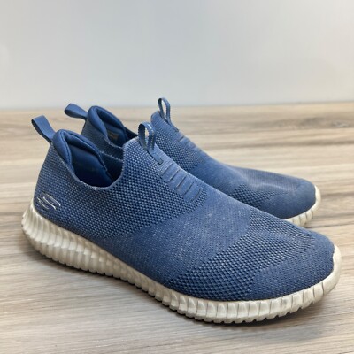 Skechers Slip On Blue Mens Shoes Flexible Memory Foam Light Weight Size 
