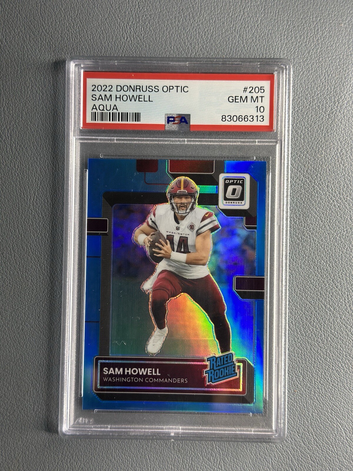2022 Donruss Optic #205 Sam Howell Rookie RC Aqua /299 PSA 10 Commanders SP