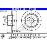 ATE 2X Bremsscheibe Hinten 2580 Voll FüR BMW 3Er Cabriolet E30 24.0310-0150.1