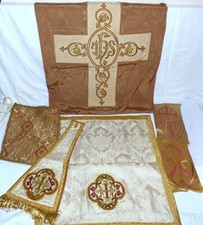 ANTIK MESSGEWAND PRIESTERGEWAND LITURGIETUCH STOLA KELCHVELUM KONVOLUT 698/406