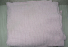 Pottery Barn kids pink thermal woven cotton blanket USED READ 67x78"