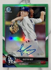 DUSTIN MAY ⚾️ 2018 Bowman Chrome GREEN Refractor /99 Auto Dodgers 📈🚨🔥