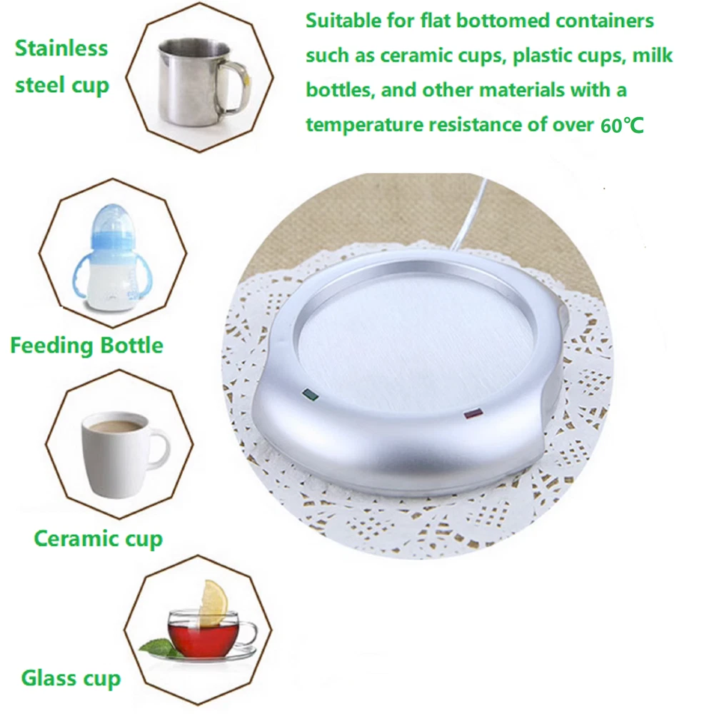 USB Hub Tea Coffee Cup Mug Warmer Heater Pad Liquid Temperature Control Warmer
