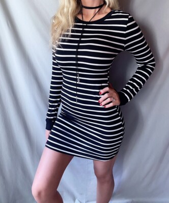 long sleeve striped bodycon dress Eloise Striped Bodycon Sweater Midi Dress main image 1