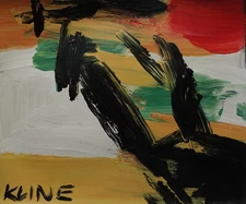 Fine unique painting – Expressive abstract composition, signed Kline