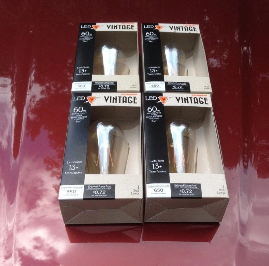 4 new LED AMBER Light Bulb ST19 6w equals = 60w A19 Antique Edison Vintage RETRO - Image 4 of 4