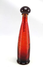 Vintage 7-3/4"H Brown Ribbed Glass Bottle Stopper Apothecary