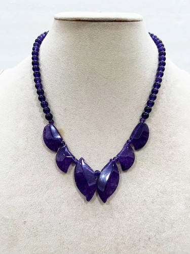Natural Stone Gemstone Beads Pendant Necklace Women Jewelry Ethnic Accessory - Picture 13 of 45