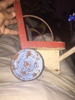 Vintage chair pull toy wood and metal wooden handle puppy lamb and teddy bear — photo 7