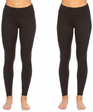 Felina Ladies Wide Waistband Sueded Light Weight Leggings 2-Pack, NEW