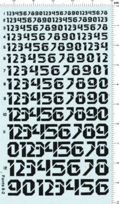 decals Racing car number for different scales (black) 8-2