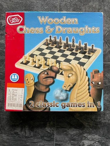 Chad Valley Wooden Chess And Draughts Set New EBay