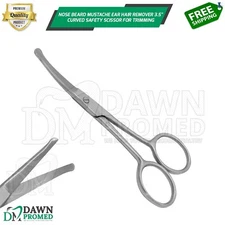 Nose Beard Mustache Ear Hair Remover 3.5" Curved Scissor For Trimming German Gr