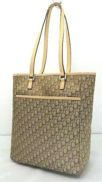 Christian Dior Trotter Tote Bag Sac Bandoulière Beige Toile Cuir Occasion