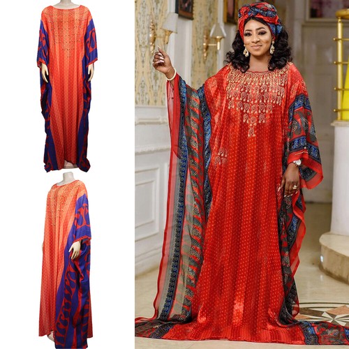 Maxi Vestido de Noche Estrás Africano Dashiki Mujeres Kaftan Bata Abaya Dubai 2 un. - Imagen 3 de 16