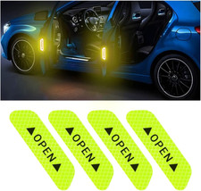 4PCS Reflective Open Warning Stickers for Car Door, Night Visibility Auto Safety