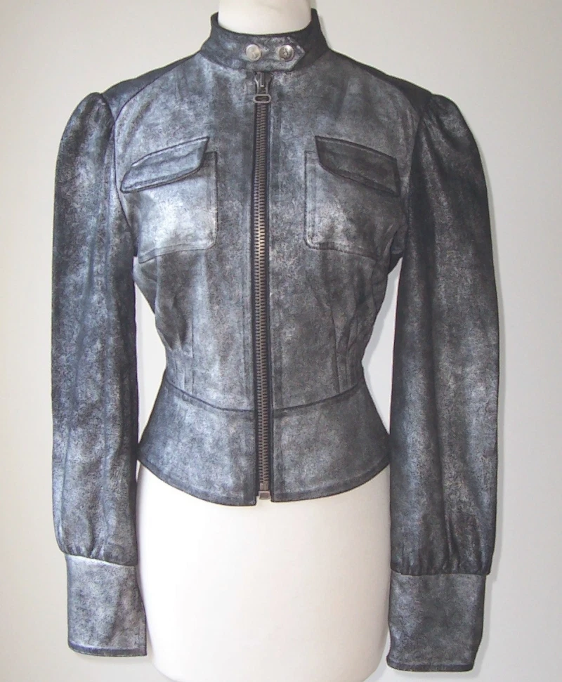 THOMAS WYLDE Black Silver Distressed Leather Jacket 4 eBay