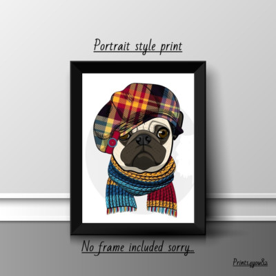 MOPS SPASS A4 BILD DRUCK POSTER WANDBILD WOHNDEKO UNGERAHMT HUND HAUSTIER