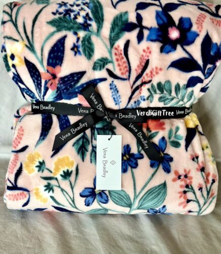 Vera Bradley Kuschelige PLÜSCH Überwurf Decke PARADIES KORALLE FLORAL PFIRSICHFARBEN NEU MIT ETIKETT VERSIEGELT - Bild 7 von 7