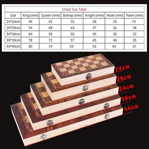 Large Chess Wooden Set Folding 39*39cm Wood Board Game Pieces Sets Chessboard - Picture 6 of 22