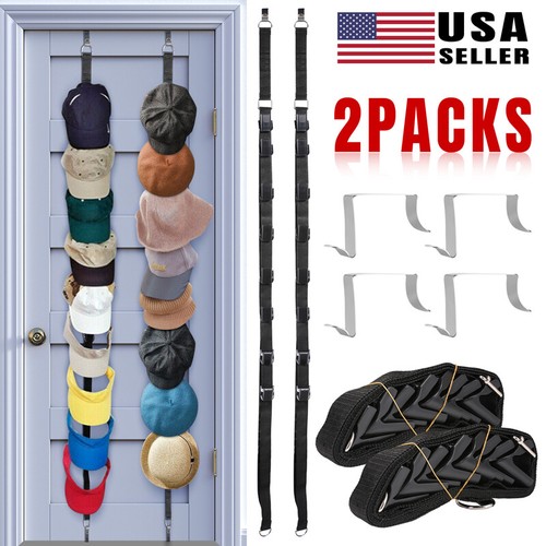 2PACKS Baseball Cap Hat Rack Wall Door Hanger Holder Storage Organizer 16 Hooks - Picture 2 of 12