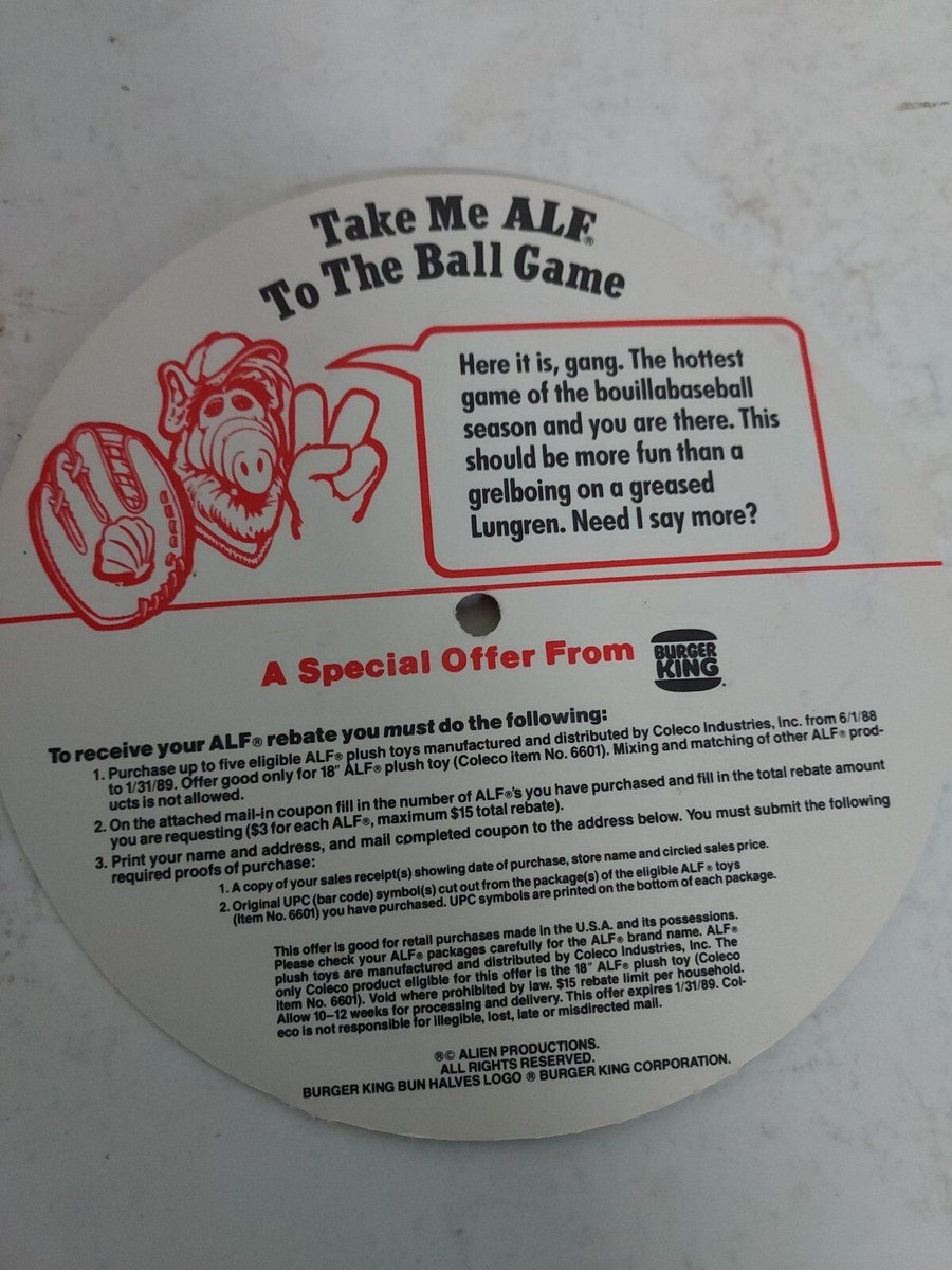 45 RPM Vinyl Record Burger King Alf the Many Faces of Alf VG