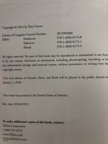 Lincoln, Davis, & Booth Family Secrets Troy Cowan SIGNED - 第 3/8 張圖片