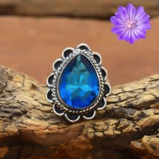 Blue Topaz Gemstone 925 Sterling Silver Ring Handmade Jewelry Ring For Gift