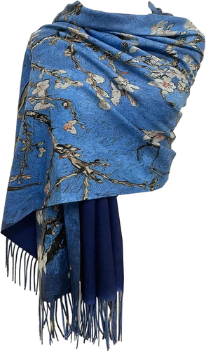 ® Sciarpa Scialle in Misto Lana E Cashmere, Stampa Artistica per Autunno E Inver - Foto 6 di 12