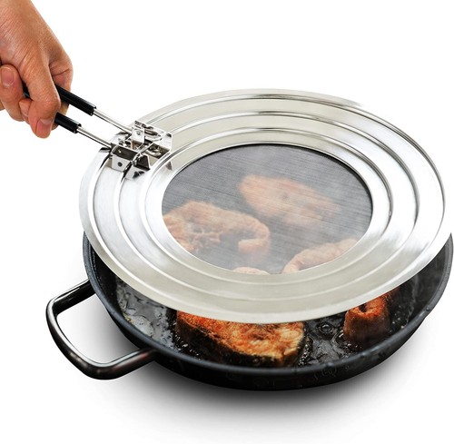 Compact 11.75” Stainless Steel Frying Pan Splatter Guard - Easy to Clean - Picture 3 of 10