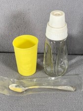 Vintage Gerber Baby lot Glass Bottle Plastic Cup Silver Plate Spoon Winthrop