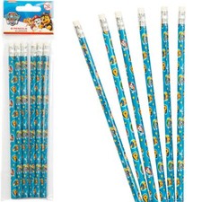 6 ołówków + gumka PAW PATROL w opakowaniu prezentowym, 19cm, dzieci szkolne