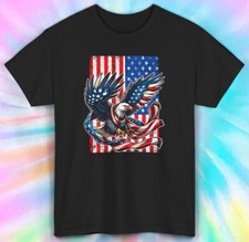 American Eagle Flag T-Shirt  Patriotic USA Bald Eagle Tee  S-5XL