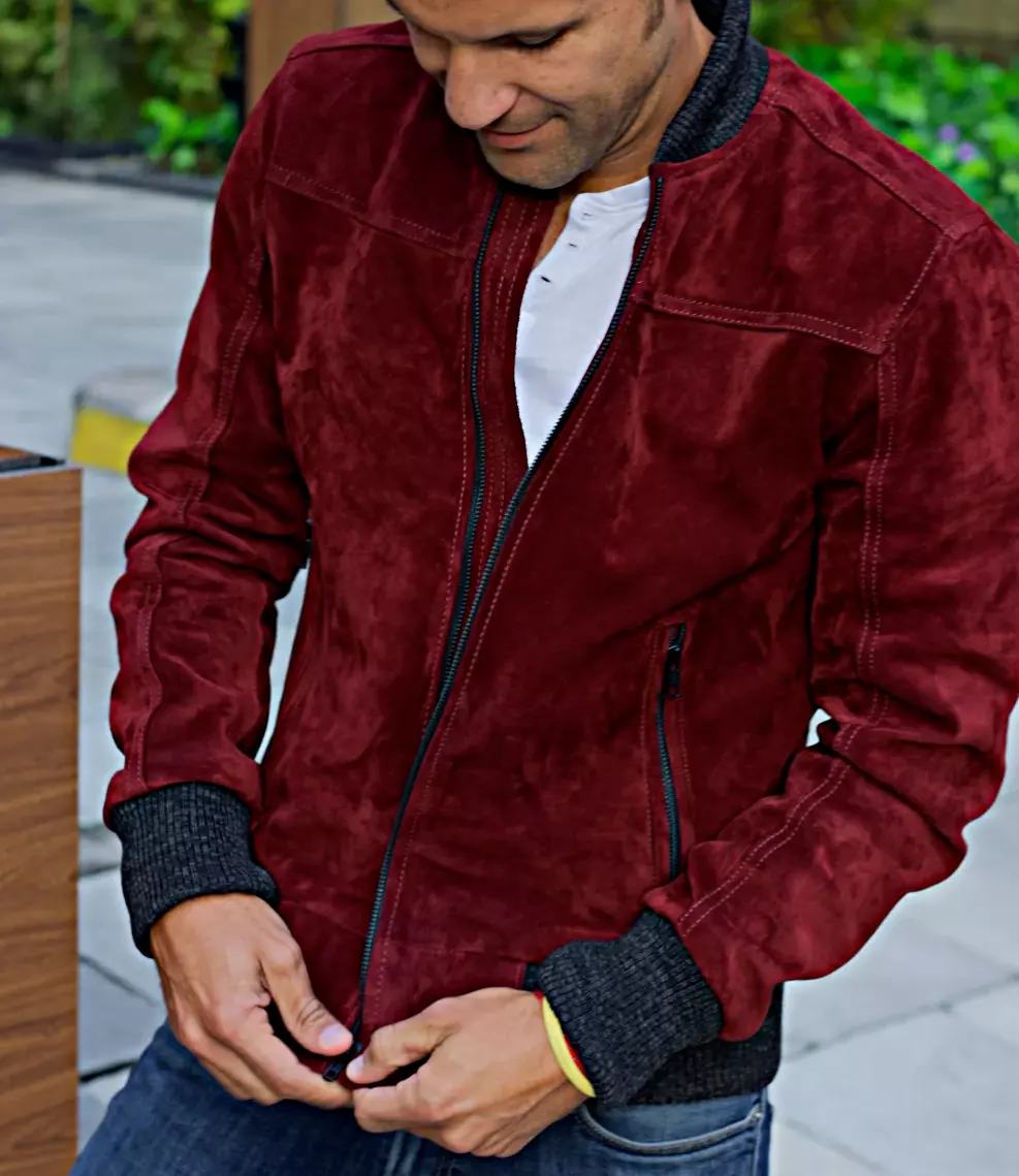 Men's Bomber Leather Jacket For Men Cafe Racer Custom Made Size S M L XL XXL