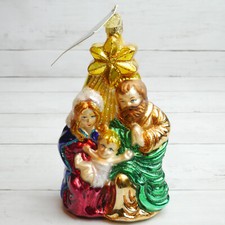 Old World Christmas Blown Glass Nativity Holy Family Ornament NEW