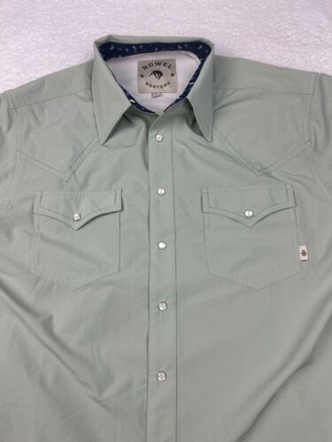 Rowel Western pearl snap shirt Men's Large Green Vented