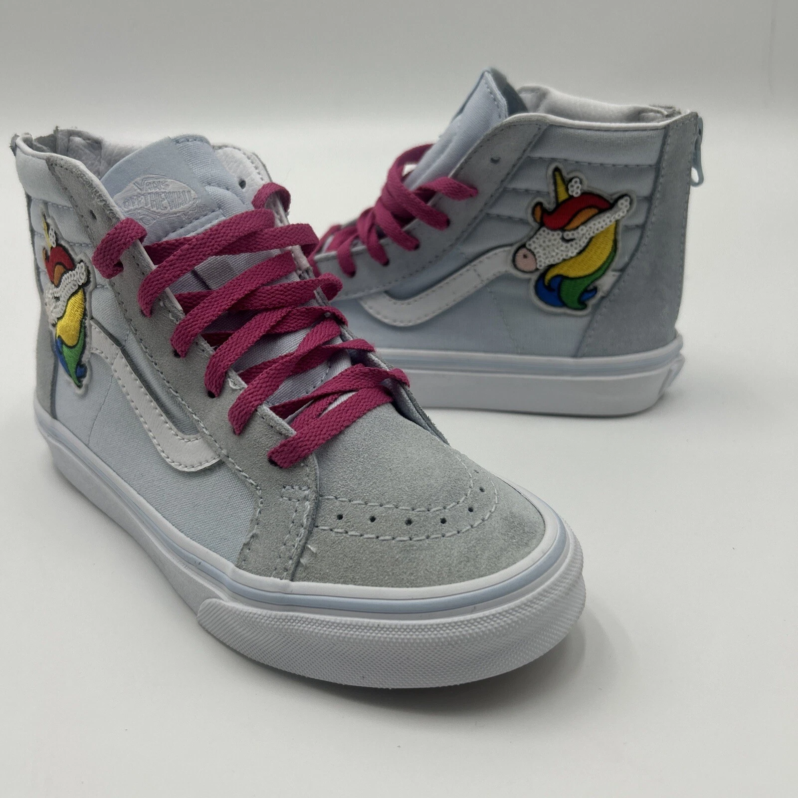 Scarpa da skateboard alta Vans Off The Wall argento glitter unicorno bambino taglia 3